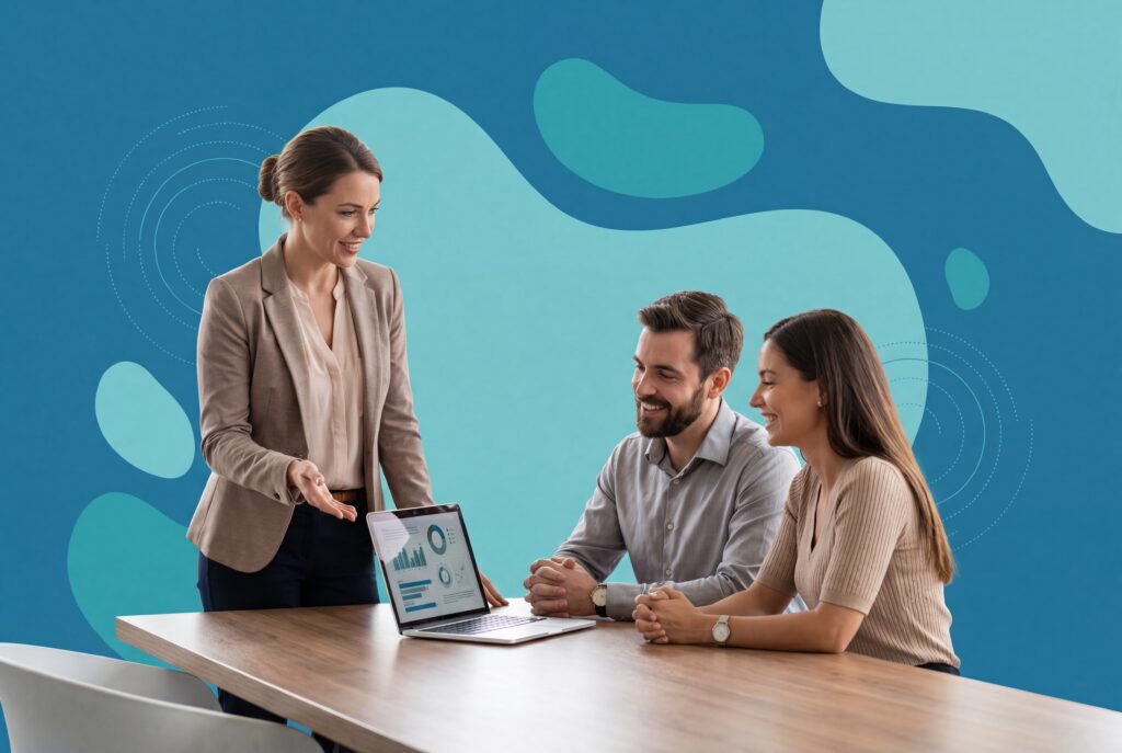 Fractional CMO presenting marketing strategy to colleagues