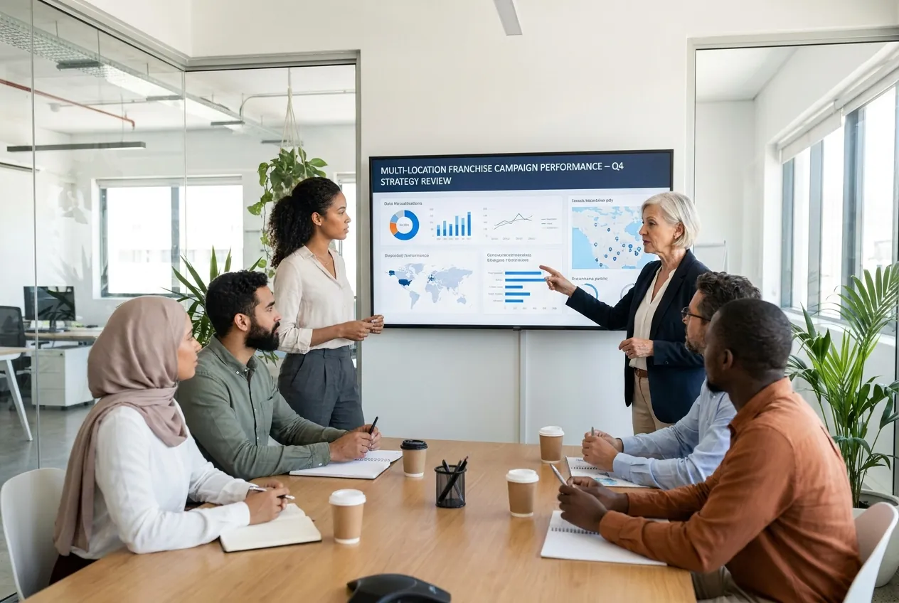 Marketing executive aligning franchisee local marketing across a franchise network