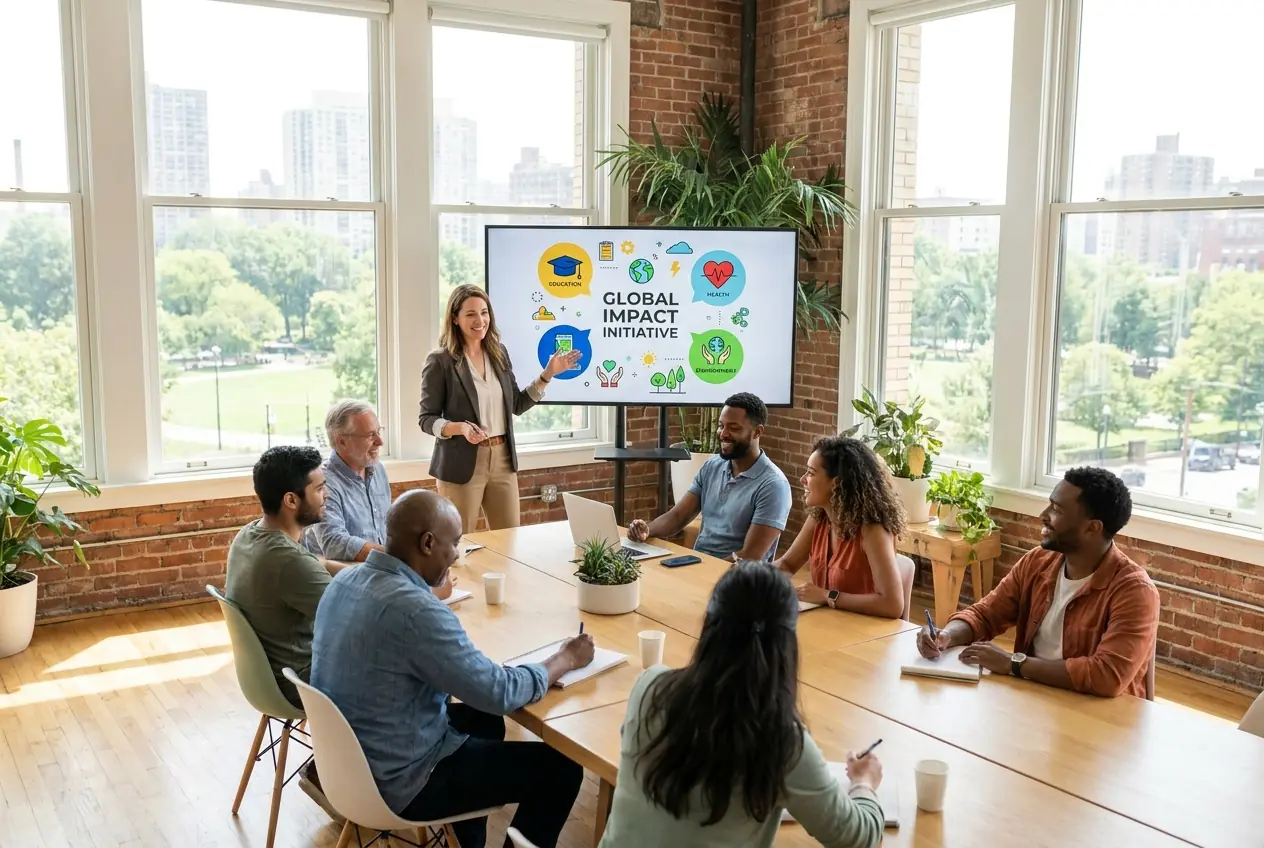 Marketing executive helping a nonprofit plan fundraising and brand strategy
