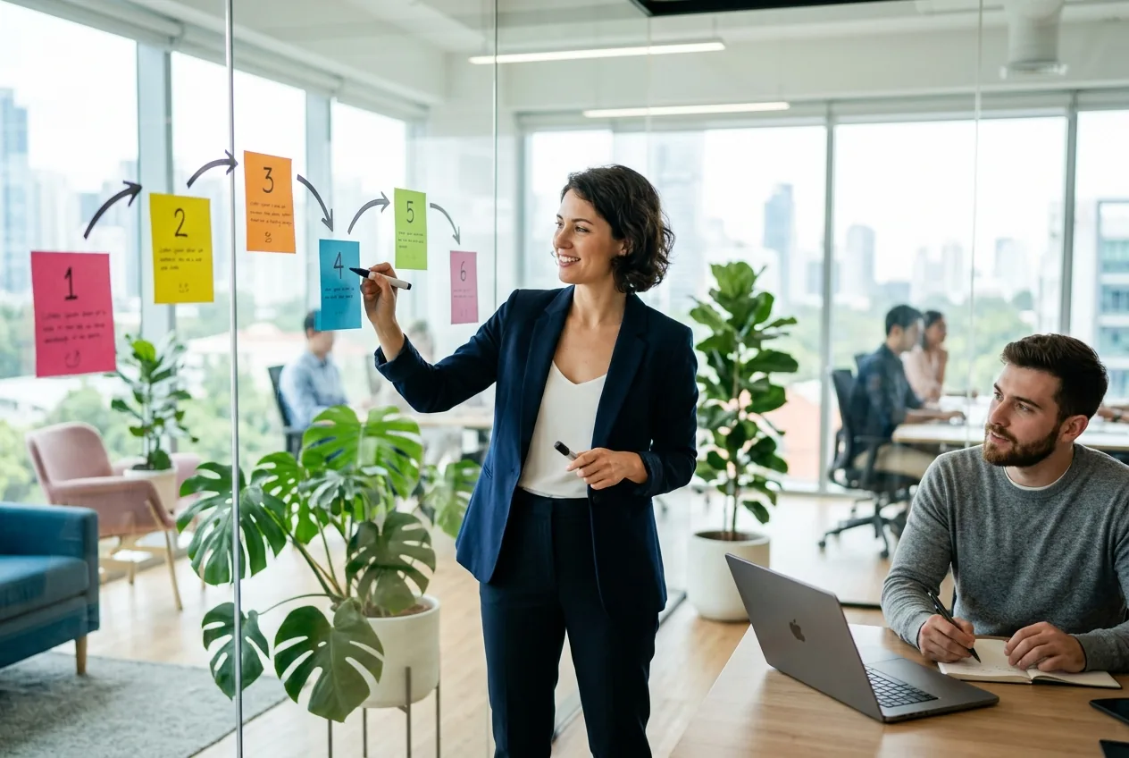 Marketing executive mapping the six steps to become a Fractional CMO