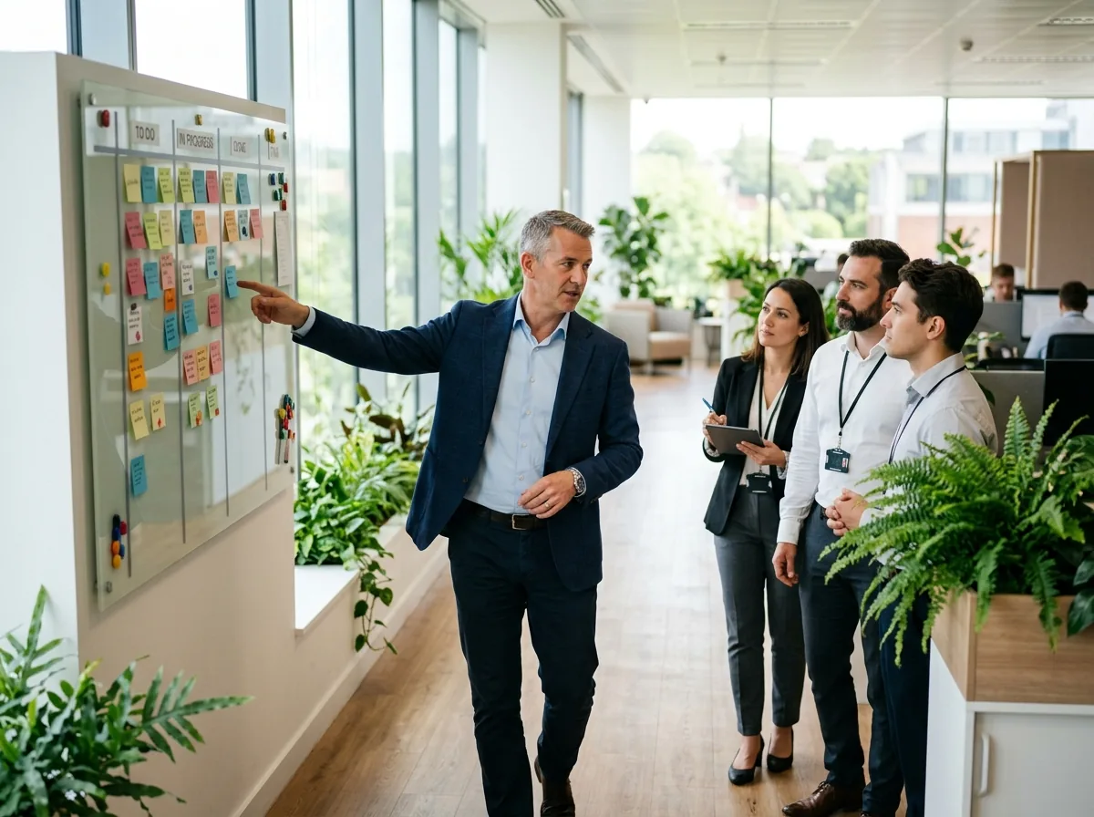 Fractional COO walking a team through a process board