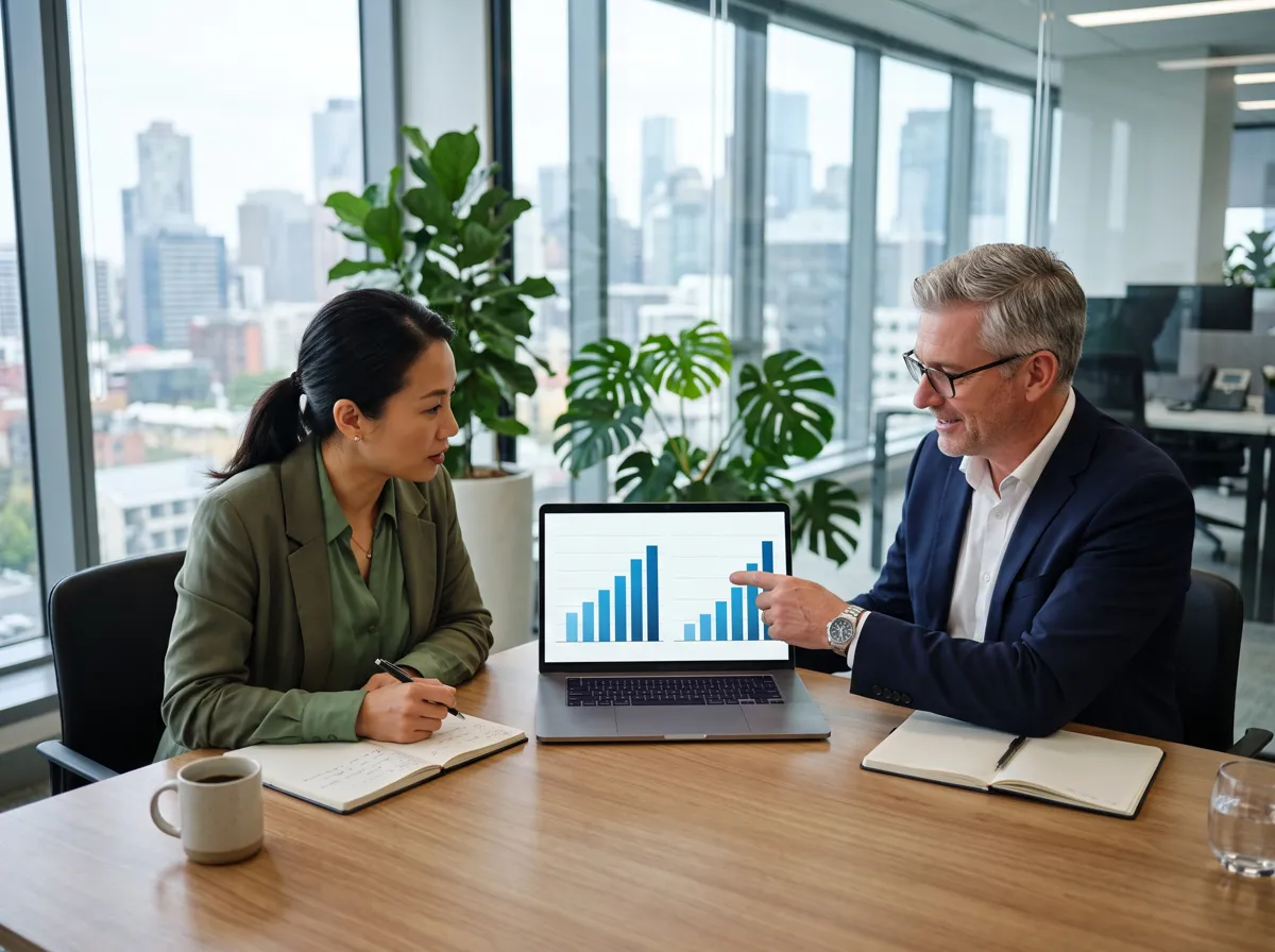 Fractional CFO reviewing financial forecasts with a business owner