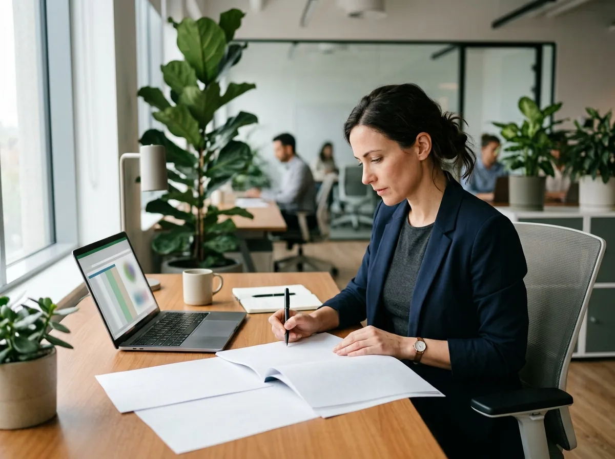 Fractional Chief Human Resources Officer reviewing compensation and policy documents