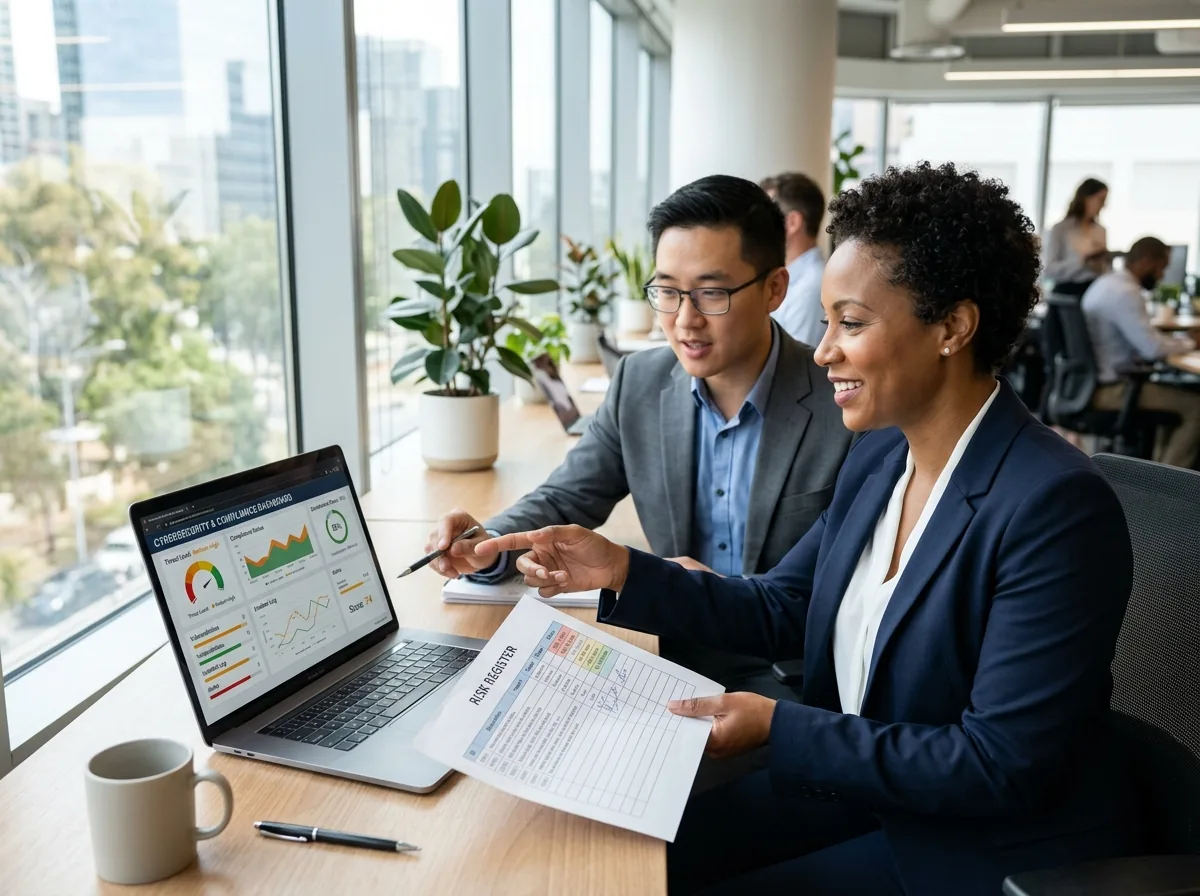 Fractional CISO reviewing a security and compliance dashboard