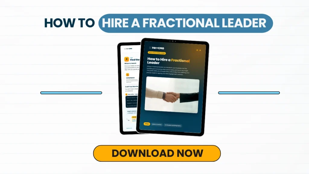 How to Hire a Fractional Leader guide cover from Hey CMO
