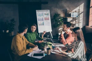 Photo Of Serious Confident Team Discussing The Possibilities To
