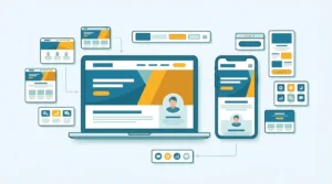 Consultant website templates shown on a laptop and phone
