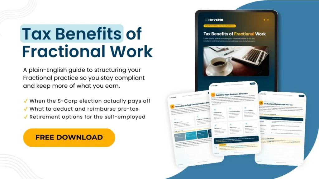 Tax Benefits of Fractional Work guide cover from Hey CMO