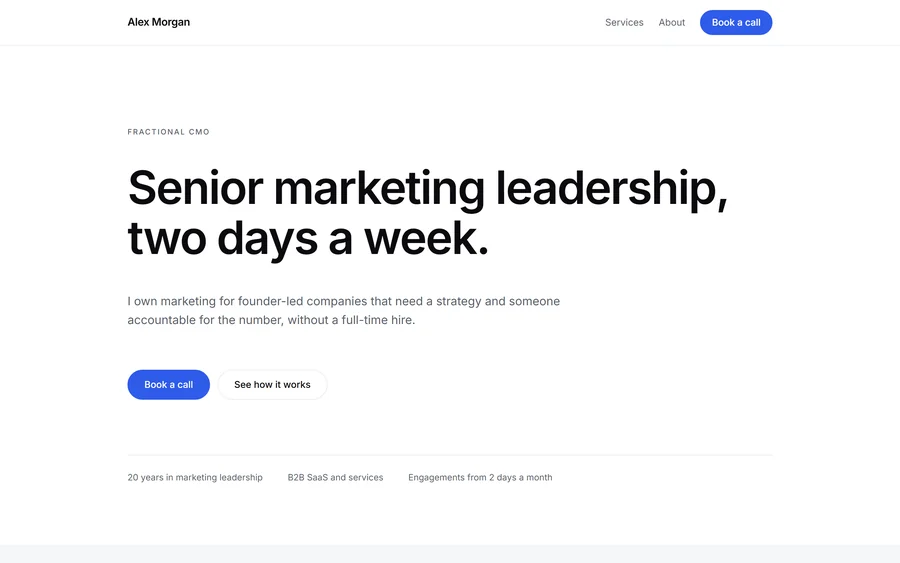 Minimal website template for any Fractional role