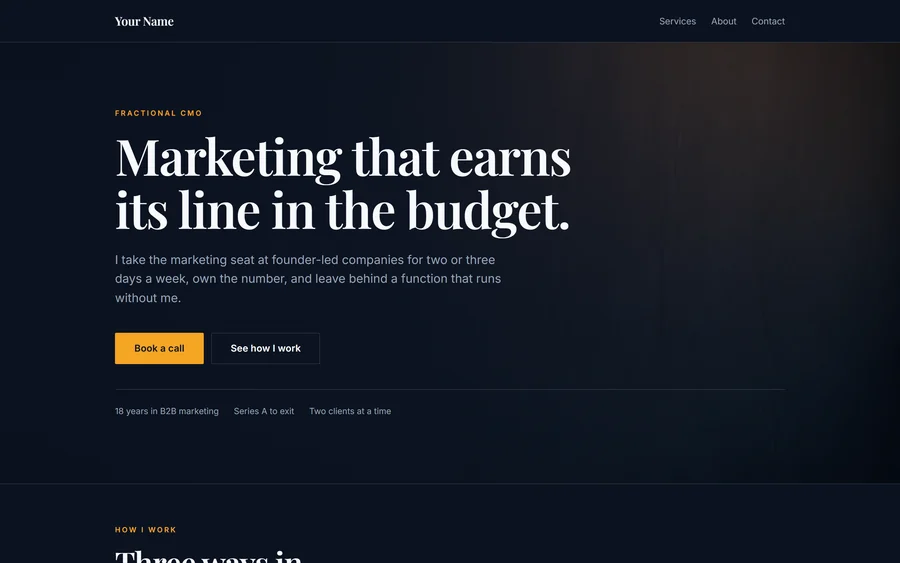 Signal website template for a Fractional CMO