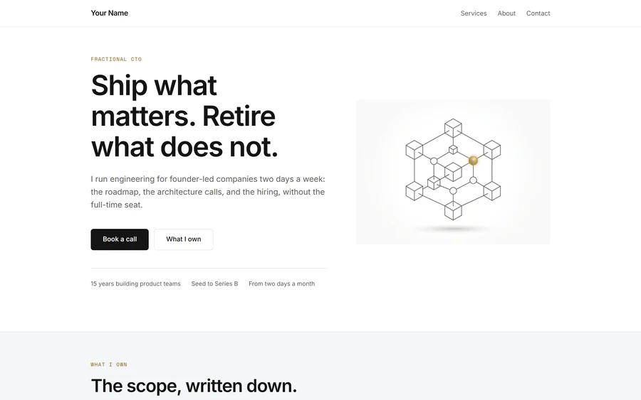 Systems website template for a Fractional CTO