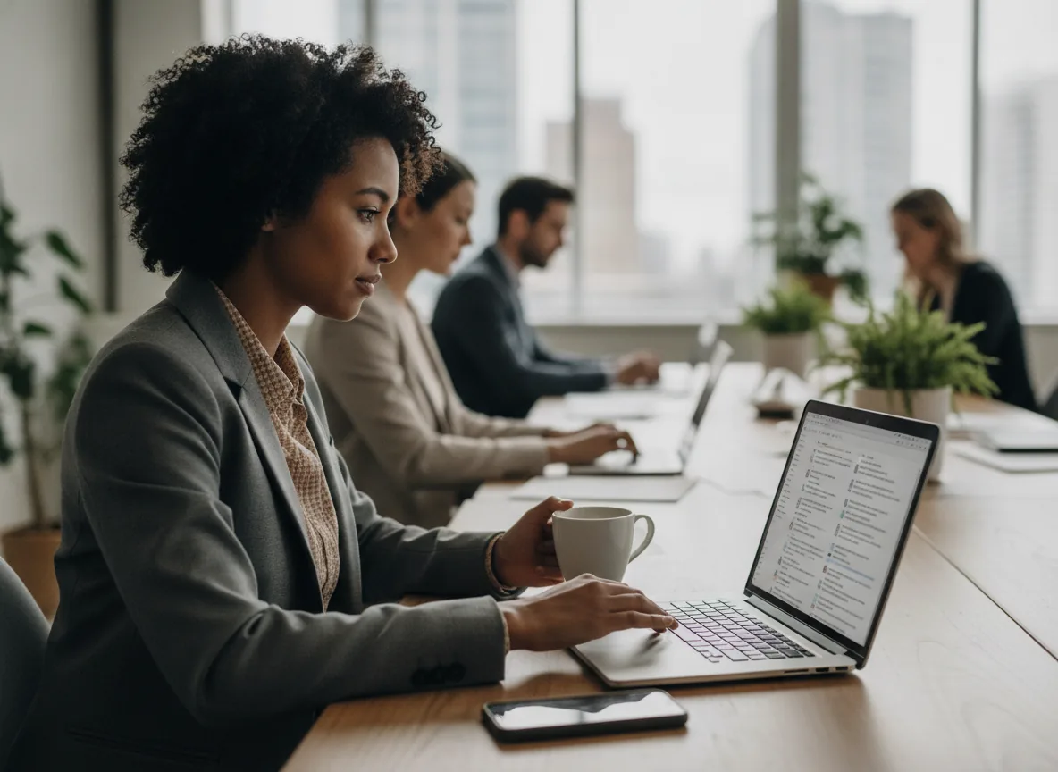 professional setting up a business email account on a laptop - Business Email Account