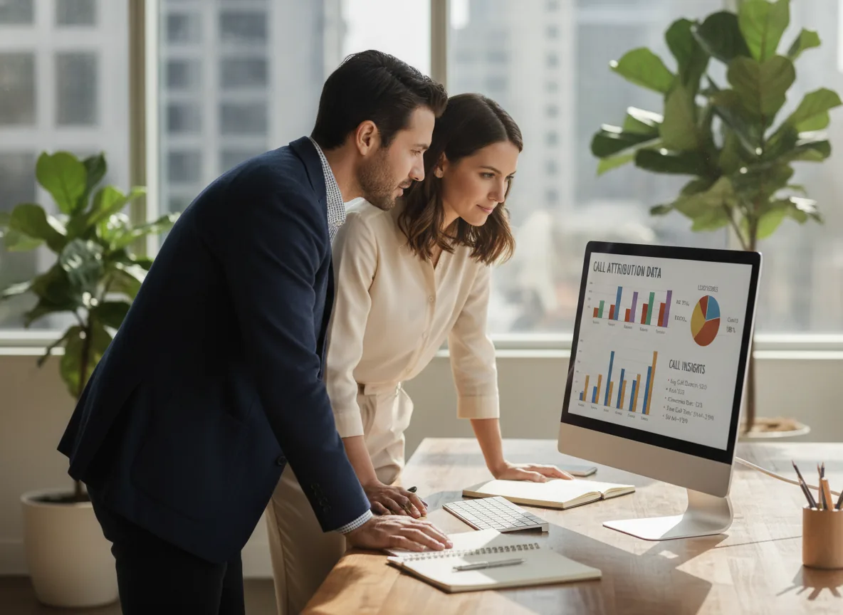 Sales team reviewing call analytics - Call Tracking Tool